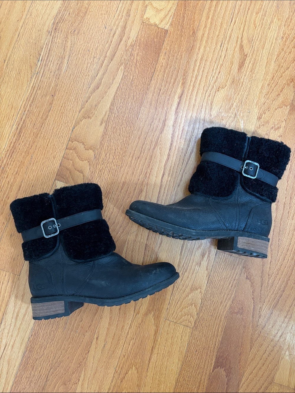 UGG Australia Blayre II Shearling Cuff Black Booties
